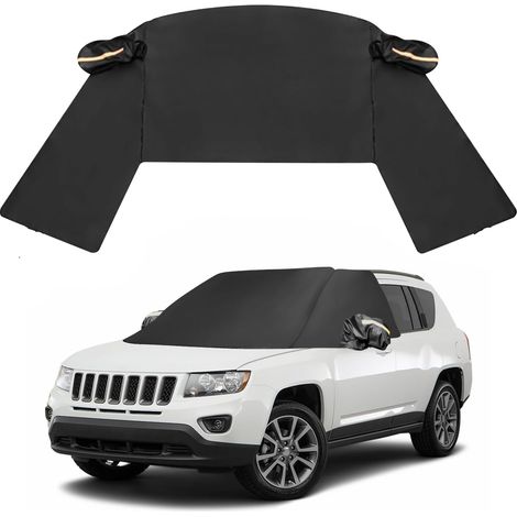 Housse de pare-brise de voiture pour berline à 2 portes, berline 3 volumes, parasols pour vitres avant avec couverture de rétroviseur, protection contre le gel et la neige (Noir, SUV) (1/5)