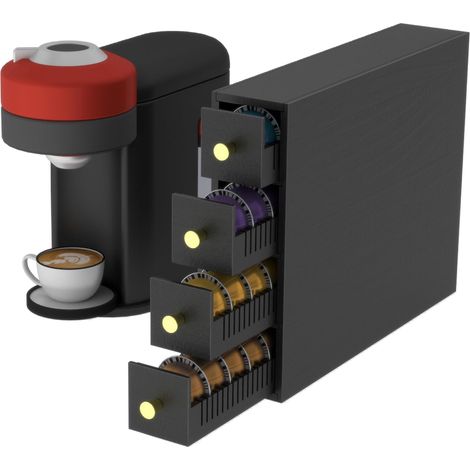 Suli Tiroir porte-dosettes, organiseur de dosettes de café pour comptoir pour dosettes, cuisine, dortoir, bar à café, grande capacité de 72 dosettes, double orientation, noir (1/5)