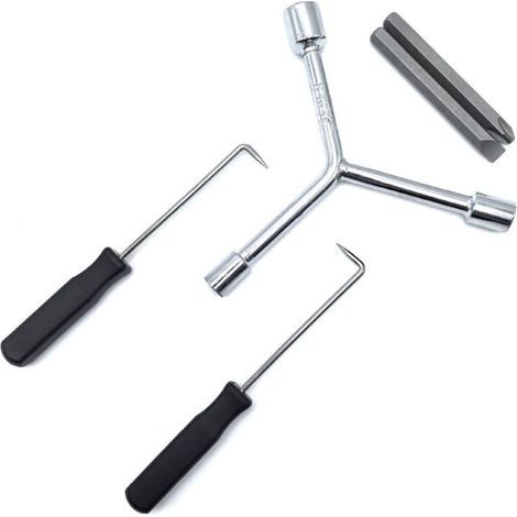 Kit per lo smontaggio della lavatrice, 5 attrezzi per l'estensione delle molle interne ed esterne del cestello - pinze per molle - chiave di smontaggio - attrezzi per la manutenzione (1/4)