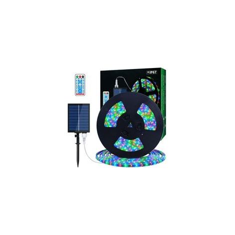 Tira de luces LED solares multicolor de 10 m, ideal para iluminar el hogar, fiestas, jardín y piscina.