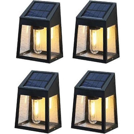 Lot de 4 lampes solaires d'extérieur pour jardin, balcon, terrasse, éclairage d'ambiance décoratif (1/5)