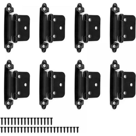 8 Pièces Charnière Métal, Noir Charniere Porte Épaisseur 1,5 mm, Charniere Porte Placard avec 40 Vis, Conviennent pour Portes Fixes, Portes D'entrée, Portes de Chambres (1/4)