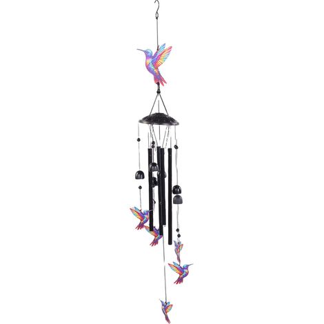 Carillon éolien en métal de 91 cm (36 pouces) avec motif d'oiseau, élégant et décoratif, en aluminium pour jardin extérieur et jardin coloré. (1/4)