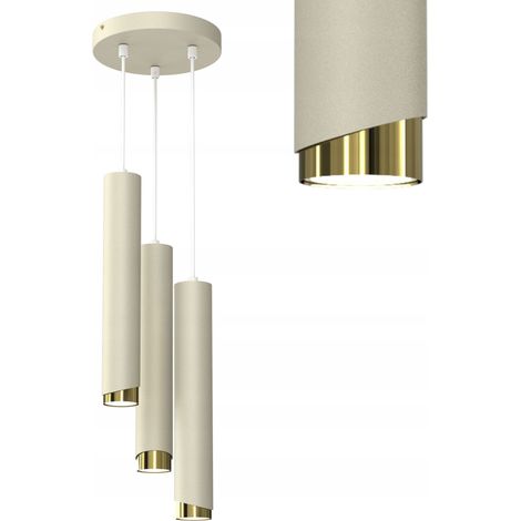 Gratuito. Lampada a sospensione a tubo 3x GU10 ghiacciolo beige oro Smusso su ruota (1/5)