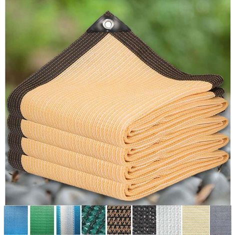 TAISHENGDA-Toile Ombrage UV Protection pour Terrasse Jardin Extérieur, Filet D'Ombrage Serres Filet Coupe-Vent avec Oeillets,12 Broches Voile d'ombrage,Beige,3X5m (1/5)