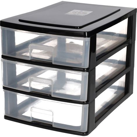 Commode de rangement avec 3 tiroirs Noir (1/2)