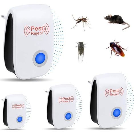 Répulsif Ultrason Anti Rongeurs Insectes 4 Pcs Ultrason Anti Moustique Répulsif Cafards Fourmis Rats REPULSIF NUISIBLES POUR LA MAI (1/4)