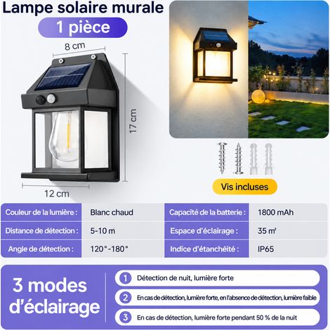 Applique solaire murale LED d'extérieur BK-618-3 lumière chaude 25 m² 25m2 239 g – Livraison gratuite