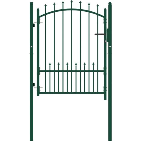 vidaXL Fence Gate "EMMEN" with Spikes Steel 104x109,5 cm Green