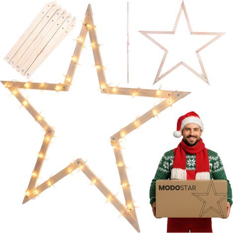 MODO24 MODOSTAR Étoile Noël 2D DIY FSC 139cm Naturel XXL (1/5)