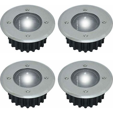 Lot de 4 lampes solaires LED pour sol, T-Audace, éclairage extérieur, lampadaire, lampe enterrée, étanche IP44 (blanc froid, ronde) [Classe énergétique A+] (1/5)