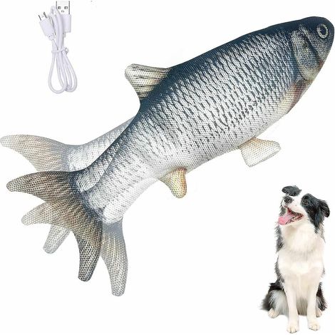 Jouet électrique pour animaux de compagnie en forme de poisson avec mouvements réalistes, fabriqué en tissu Oxford, tailles petites à moyennes (1/5)