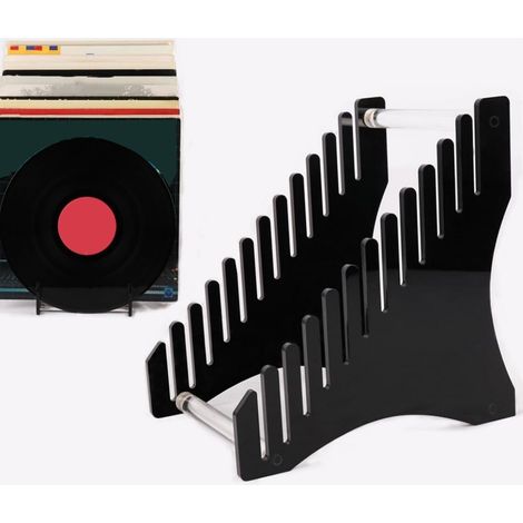 Présentoir pour disques vinyles YX024, étagère à disques vinyles, présentoir de bureau, support en acrylique, noir (1/5)