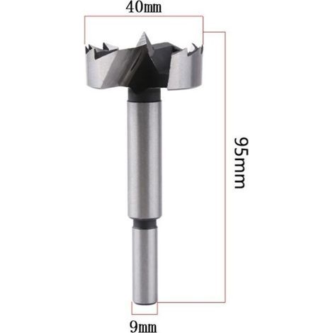 Foret à bois Ø 40 mm, longueur 95 mm, embout avec tige ronde – Embouts de perçage haute précision pour menuiserie (1/3)