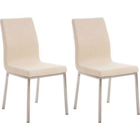 Set di 2 sedie da pranzo in stile minimalista in tessuto color crema e acciaio inossidabile 100007757