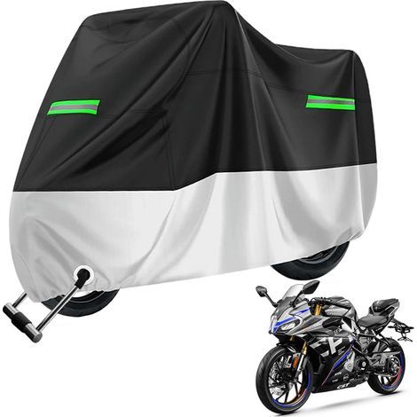 Housse de Protection pour Moto, Bache Moto Exterieur Etanche, Housse Moto Imperméable avec Bandes Réfléchissantes, Trou pour Cadenas pour Moto, Scooter, Cyclomoteur, 245x105x125cm (1/5)