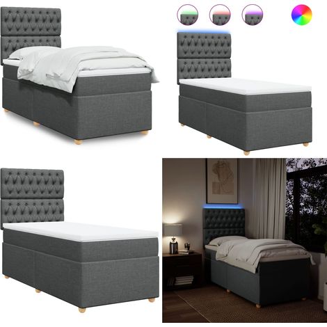 Boxspringbett mit Matratze Dunkelgrau 90x200 cm Stoff - Boxspringbett - Doppelbett - Bettenrahmen - Lattenrost - Matratze - Home & Living (1/5)