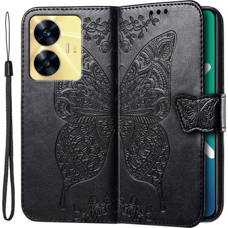 Realme C55 Butterfly Flip Case, Schwarz (1/4)