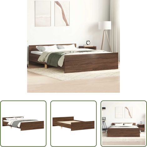 Sommeil -  Cadre de lit sans matelas chêne marron 140x190 cm (1/5)