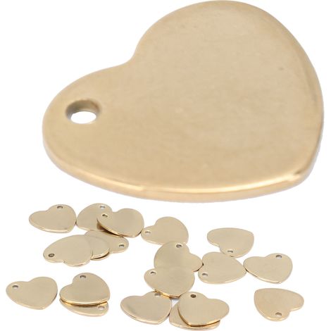 Étiquettes de cœur en acier inoxydable pour chien et chat, 20 pièces, 13x14mm, avec trou d'attache (1/5)