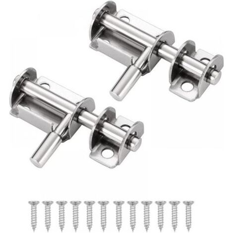 2 stainless steel door pestillos, mini-cerradura corrediza, ideal for garden doors, windows and almacenes (plated). (1/5)