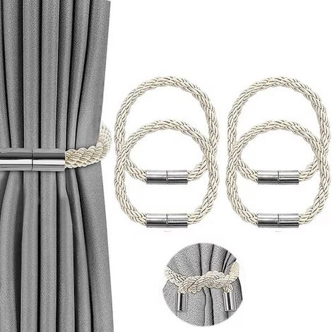 Lot de 4 embrasses de rideaux magnétiques – Aimants pour fixation sans outils – Pour la maison, le bureau, l'hôtel (1/4)
