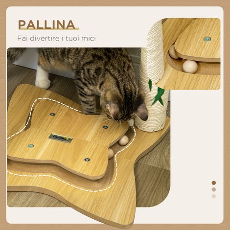 Arbre à chat avec hamac, boules de jeu et poteaux en sisal, pour chat jusqu'à 5 kg, dimensions 53,5x53,5x90 cm, couleur beige (1/5)