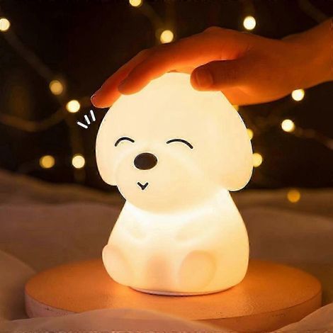 Veilleuse pour enfants, veilleuse chiot en silicone souple, veilleuse bébé rechargeable, veilleuse de chevet à couleurs changeantes (1/4)