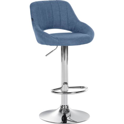 Sgabello da bar regolabile in altezza x1 in tessuto blu con schienale traforato e base in metallo cromato 100006189