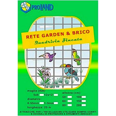 Rete elettrosaldata e zincata quadrifia maglia 12x12 mm altezza 60 cm rotolo da 25 metri
