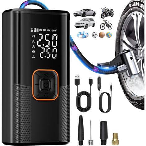 Gonfleur Pneus Voiture sans Fil Mini Compresseur à Air Portatif 150 PSI (10,3 Bar) Inflation Rapide Cylindre 19 mm Puissance 100W Affiche 2 Valeur (1/5)