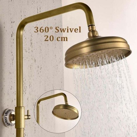 Pommeau De Douche Rond En Laiton Brossé Antique TêTe , Salle de Bain Pommeau de Douche de Remplacement Pommeau Douche Large tête de Douche (Standard 1/2 pouce) (1/3)
