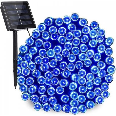 Guirlande lumineuse solaire de jardin, étanche, 7 m, 8 modes, 50 LED, pour mariage, Noël, décoration de vacances, bleu (1/5)