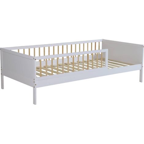 Children's bed 90 x 190 cm in natural pine with slatted base included white - Elio