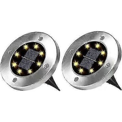 Set mit 2 Solar-Gartenleuchten für den Außenbereich – 8 LEDs für Rasen, Einfahrt und Gartendekoration (1/5)