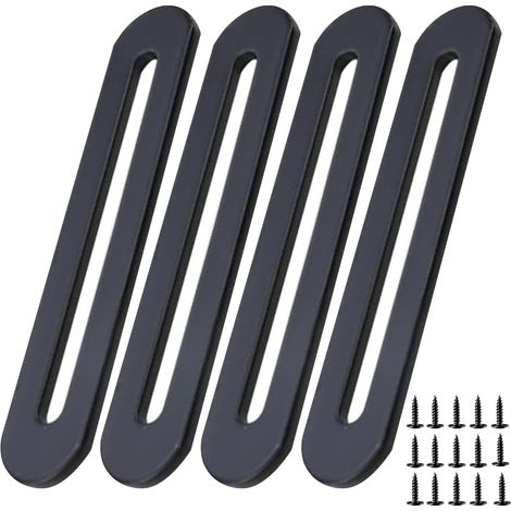 [NIE BENUTZT]x 155 x 19 mm schwarze Montagewinkel aus Edelstahl für Reparaturverbindungen, Möbelbefestigungen (4, 155 x 19 mm)