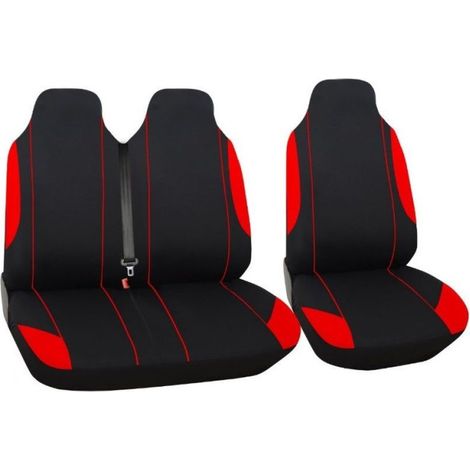 2+1-Set universelle Sitzbezüge für Vordersitze (Van/Kleinbus), Farbe Rot-Schwarz, Textil FLZ.TAP408