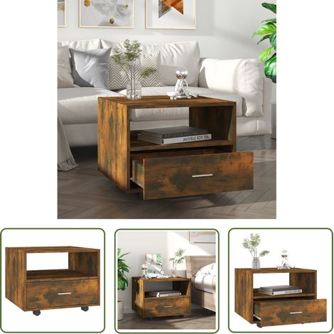 The Living Store Couchtisch Räuchereiche 55x55x40 cm Holzwerkstoff - Couchtisch - Wohnzimmerschreibtisch - Holztisch - Sideboard - Regal (1/5)