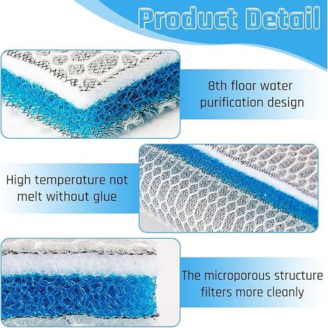 4 pezzi di cotone filtrante 8D per acquario, 20x30 cm, riutilizzabile, biochimico, schiuma purificante efficace - ALTRO (1/4)