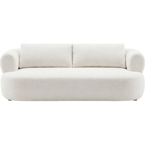 ELLY - Canapé droit tissu chenille 3 places - Beige
