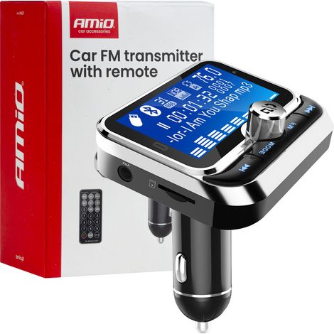 Transmisor FM para coche con mando a distancia 2×USB-A 12V 24V amio-04657 (1/5)