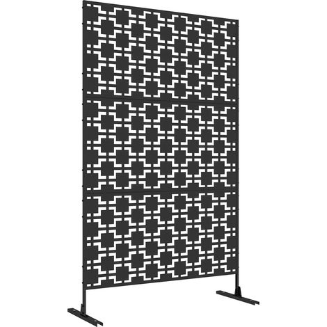 Outsunny – Panneau brise vue décoratif ajouré en métal noir – Dimensions 122 x 45 x 198 cm – Pour délimiter espaces extérieurs – Design géométrique moderne