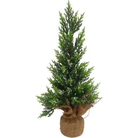 Albero di natale 55cm Alberello Pino con Base Sacco Iuta Decorazione Natalizia