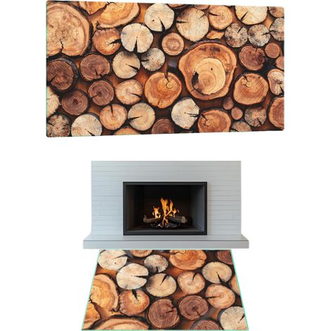 CHIMENEA DE CRISTAL TEMPLADO. DIMENSIONES DE LA BASE: 80x52cm. GRÁFICOS: MADERA. (1/5)