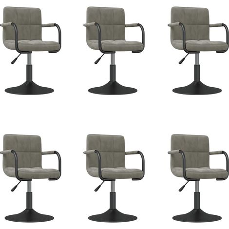 Chaises pivotantes à manger  Chaise de cuisine lot de 6 gris clair velours (1/5)