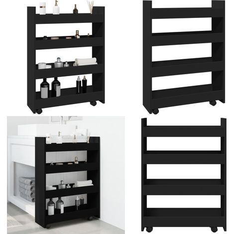 vidaXL Chariot de rangement étroit 4 niveaux noir bois d'ingénierie (1/5)