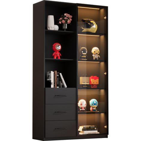 Vetrina mobile contenitore LED con cassetti 80x40x160 OKMYHOME (1/5)