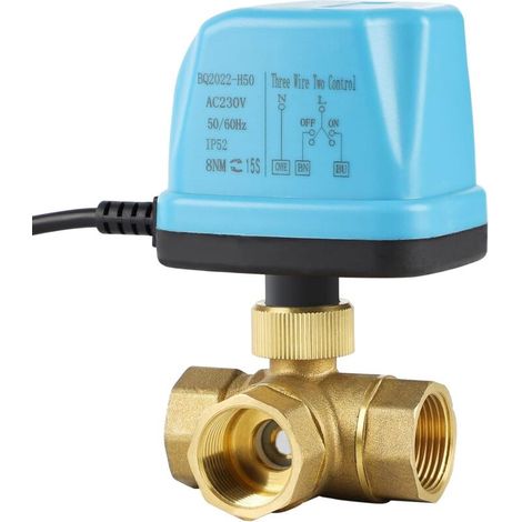 Vanne Motorisee 3 Voies Vanne à Bille MotoriséE Dn20 3/4 Pouces Ac 230v Electrovanne MotoriséE Vanne éLectrique Laiton Vanne De Zone , Bleu (1/3)
