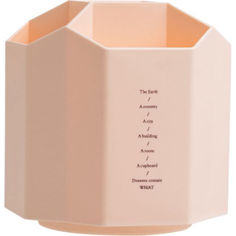 Porte-stylo de bureau multifonctionnel rotatif à cinq compartiments, rose clair, original et créatif, de grande capacité (1/5)