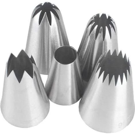 Pommee (1 Jeu de 5 Grand Douilles Pâtisserie en Acier Inoxydable DIY Kits Décoration de Gâteaux (1/4)